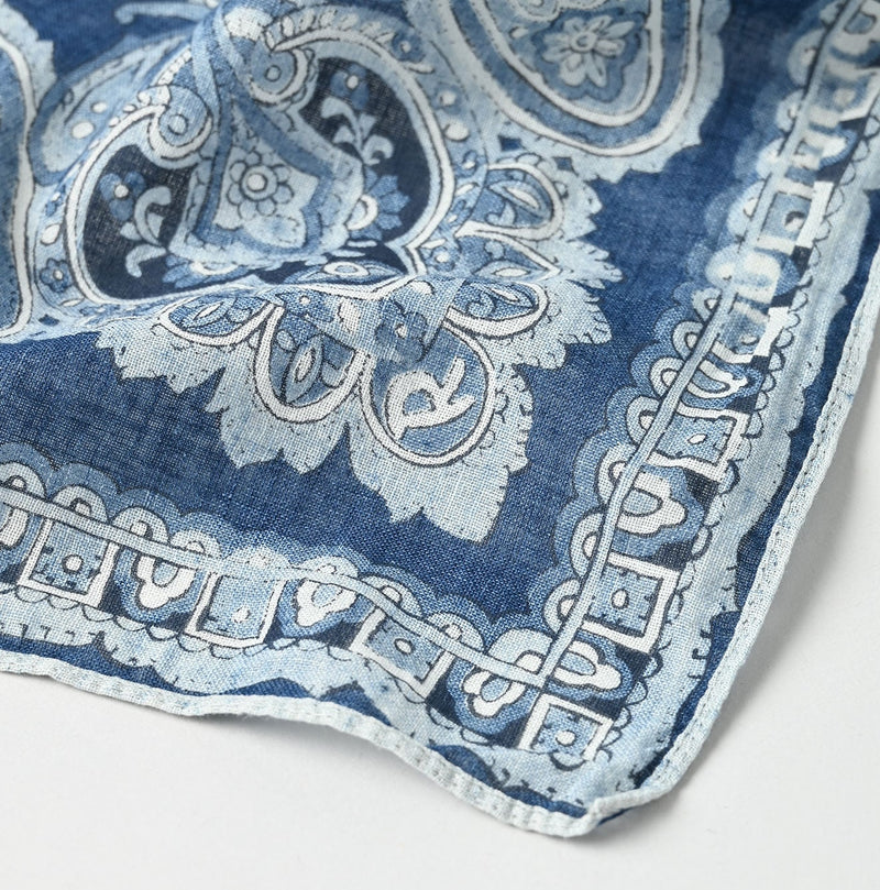 45R Indigo Gauze Paisley Sarasa Bandana
