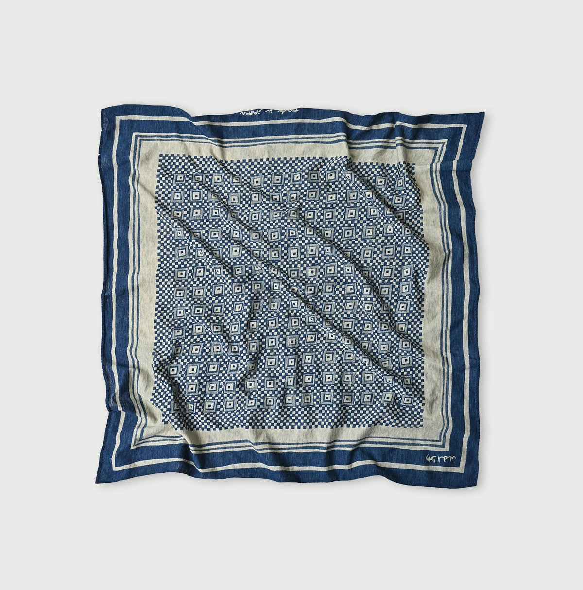 45R Indigo Tenjiku Ishidatami Bandana