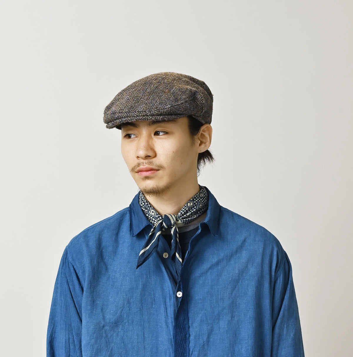 45R Indigo Tenjiku Ishidatami Bandana