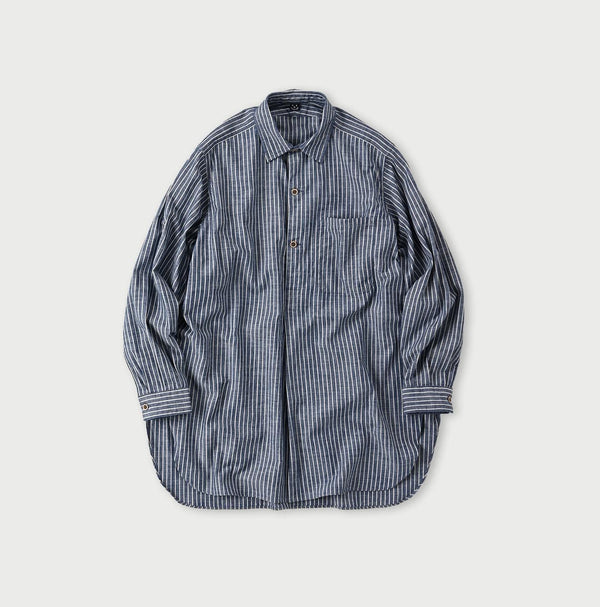 Dungaree 908 Stripe Grandpa Pullover Shirt - 45R by 45rpm studio