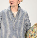 Dungaree 908 Stripe Grandpa Pullover Shirt - 45R by 45rpm studio