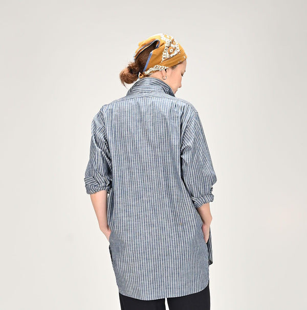 Dungaree 908 Stripe Grandpa Pullover Shirt - 45R by 45rpm studio