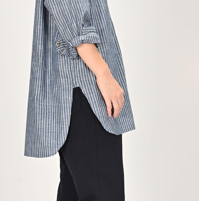 Dungaree 908 Stripe Grandpa Pullover Shirt - 45R by 45rpm studio - Image 8