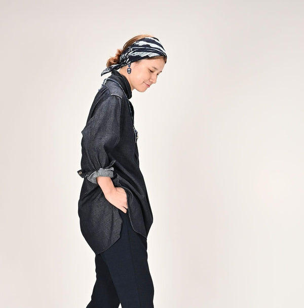 Indigo 45 Petit Denim Grandpa Pullover Shirt (Size 1) - 45R by 45rpm studio