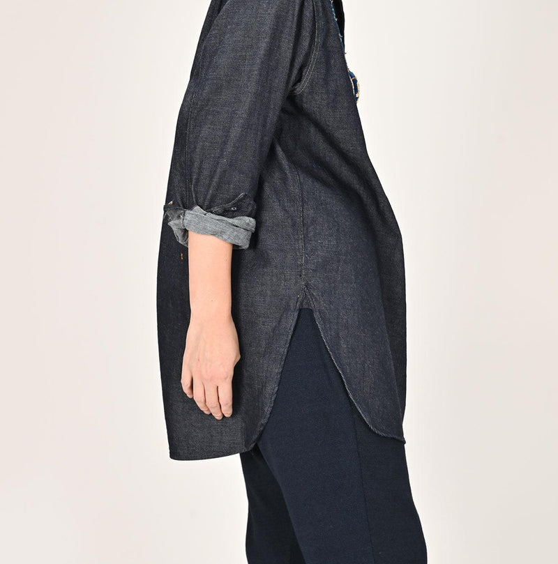 Indigo 45 Petit Denim Grandpa Pullover Shirt (Size 1) - 45R by 45rpm studio