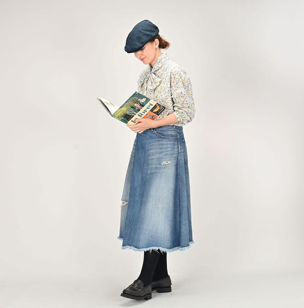 Rye Mugi Denim Crossover Skirt Sei (Size 2) - 45R by 45rpm studio