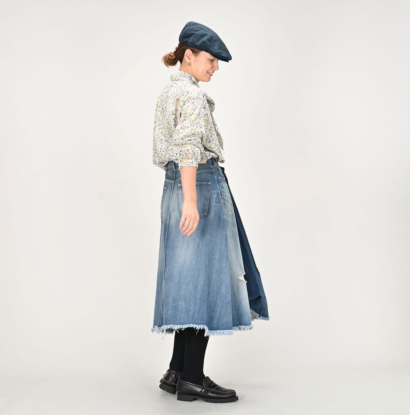 45R Rye Mugi Denim Crossover Skirt Sei