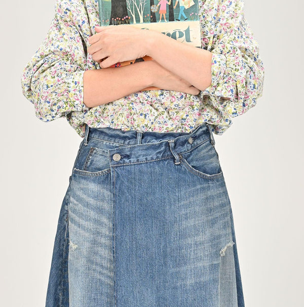 Rye Mugi Denim Crossover Skirt Sei (Size 2) - 45R by 45rpm studio