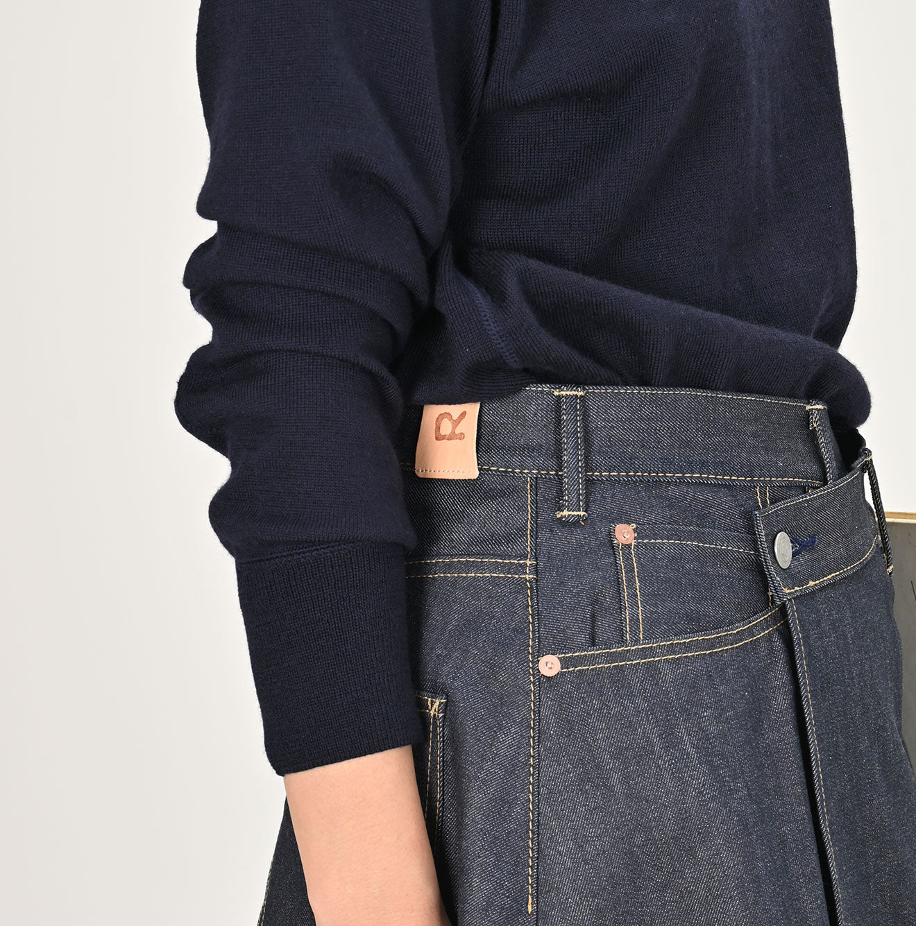 45R Rye Mugi Denim Crossover Skirt Raw