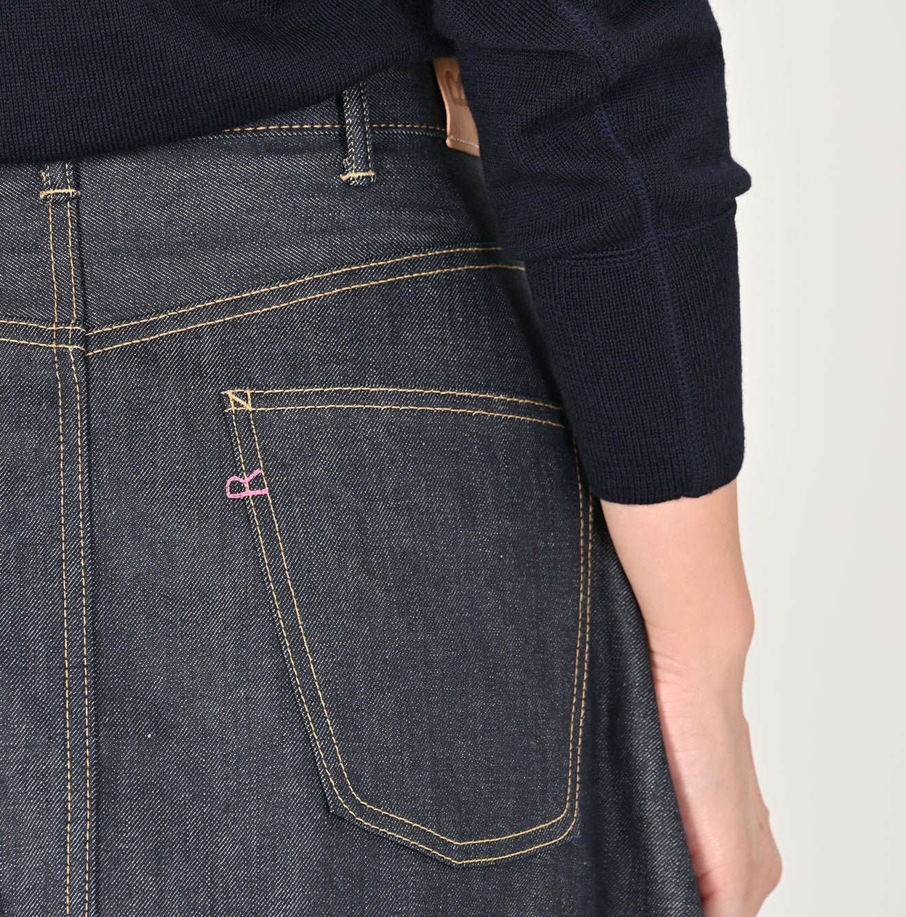 45R Rye Mugi Denim Crossover Skirt Raw