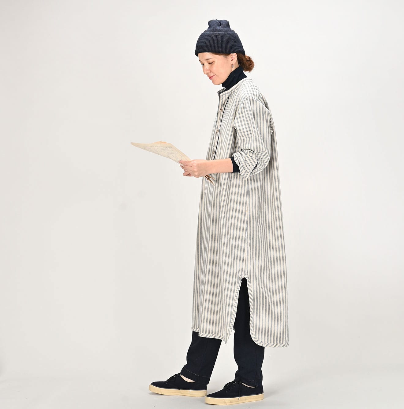 45R Dungaree Stripe Pajama Dress