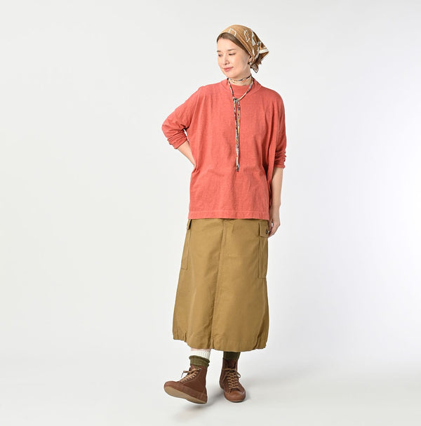 45R Botanical Dyed Yokk Neck Big Slit T-shirt