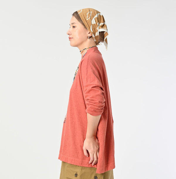 45R Botanical Dyed Yokk Neck Big Slit T-shirt