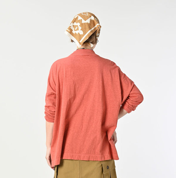 45R Botanical Dyed Yokk Neck Big Slit T-shirt