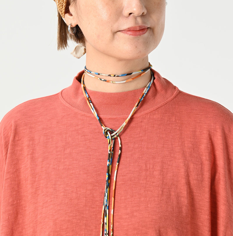 45R Botanical Dyed Yokk Neck Big Slit T-shirt