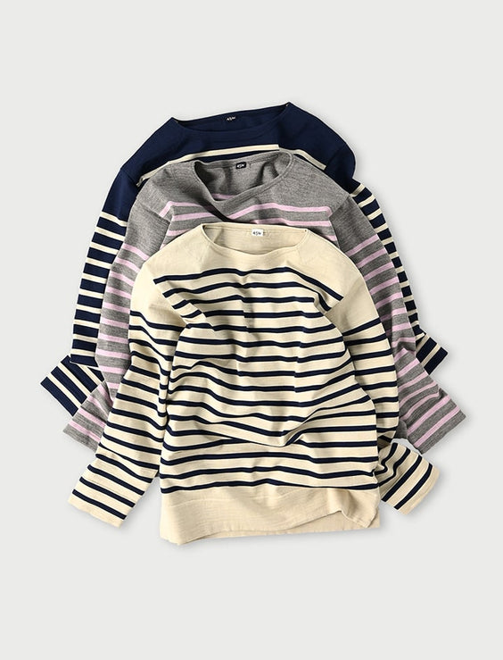 U.S. Wool Knit-sewn Basque Stripe T-shirt