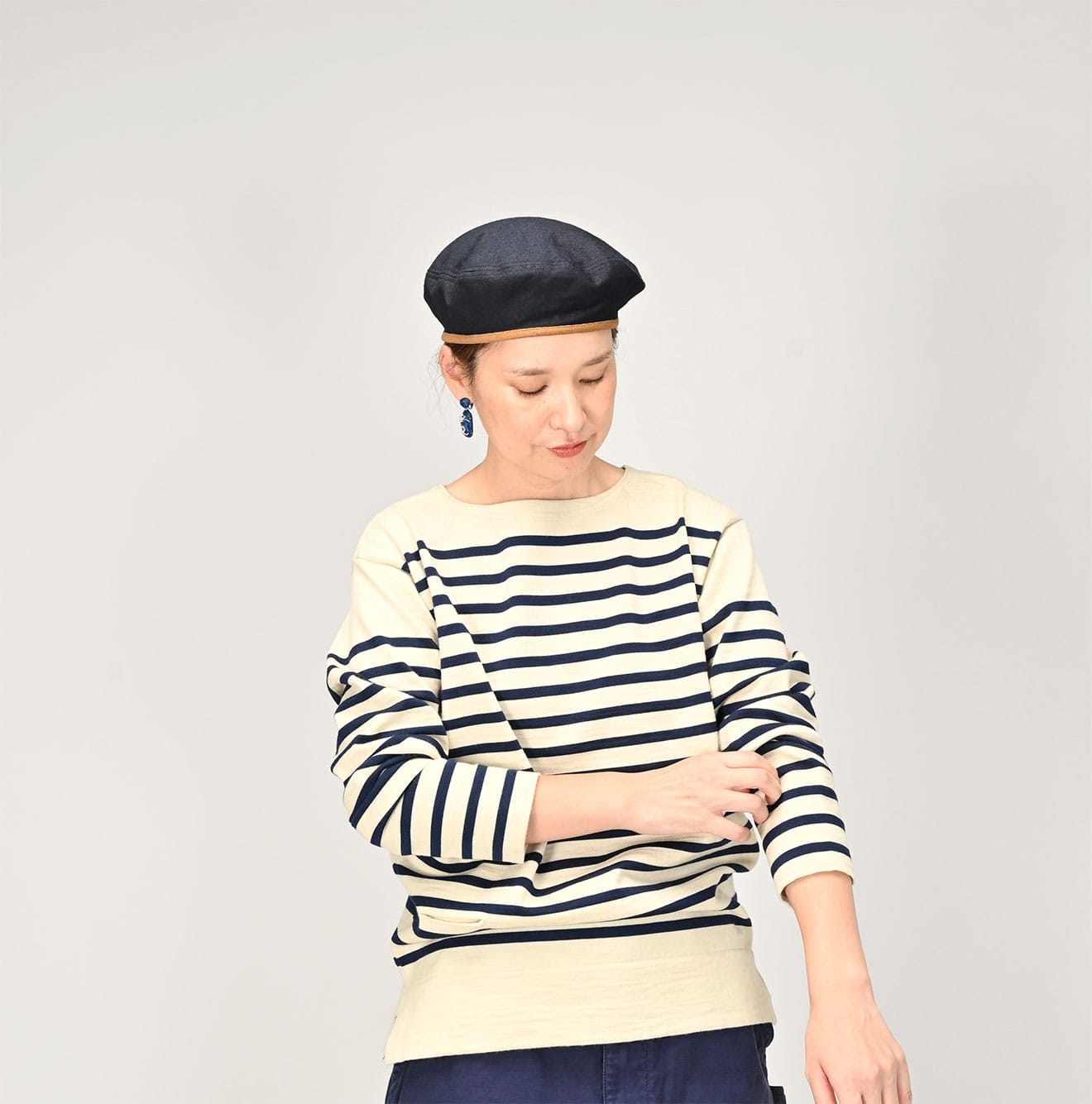 45R U.S. Wool Knit-sewn Basque Stripe T-shirt