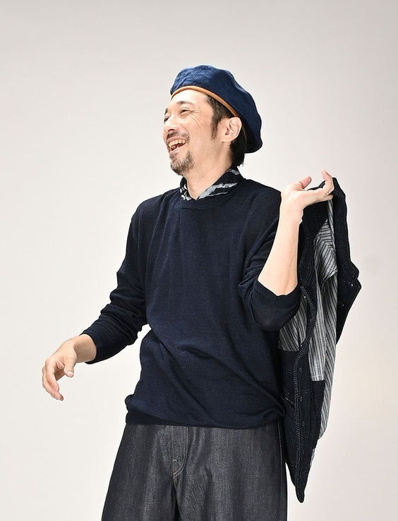 Indigo Super Gauze Wholegarment 908 Crewneck