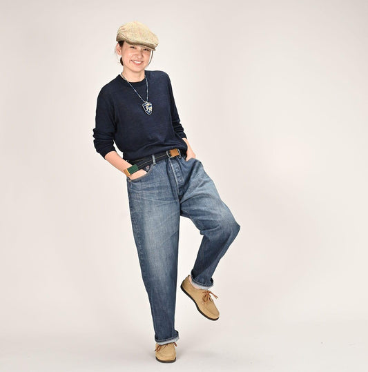 Indigo Super Gauze Wholegarment 908 Crewneck - 45R by 45rpm studio