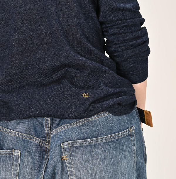 Indigo Super Gauze Wholegarment 908 Crewneck - 45R by 45rpm studio