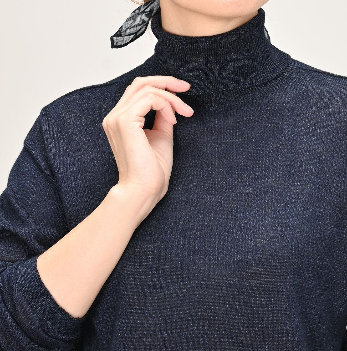 Indigo Super Gauze Wholegarment 908 Turtleneck