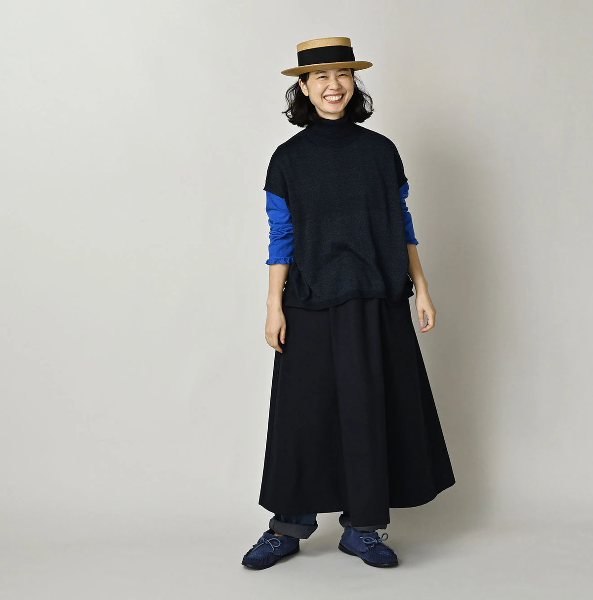 45R Indigo Super Gauze M-turtleneck