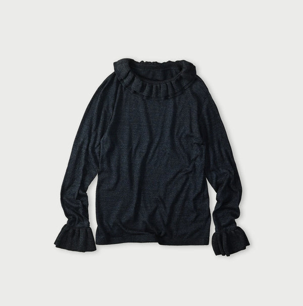 45R Indigo Super Gauze Frill T-Shirt