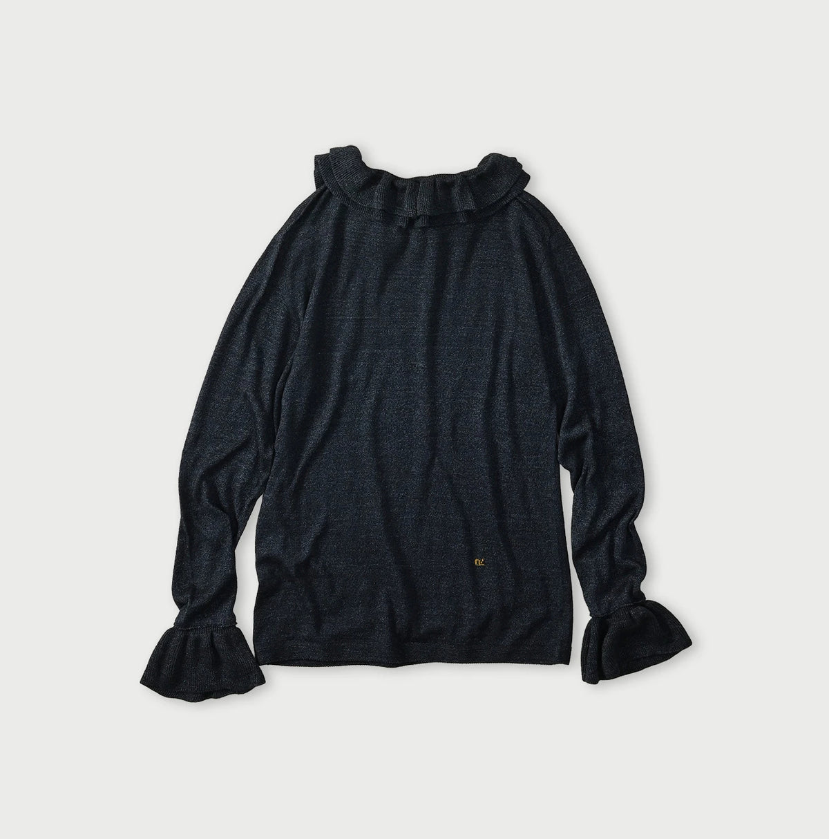 45R Indigo Super Gauze Frill T-Shirt - Image 10