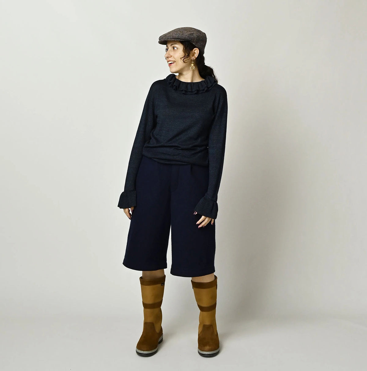 45R Indigo Super Gauze Frill T-Shirt - Image 2