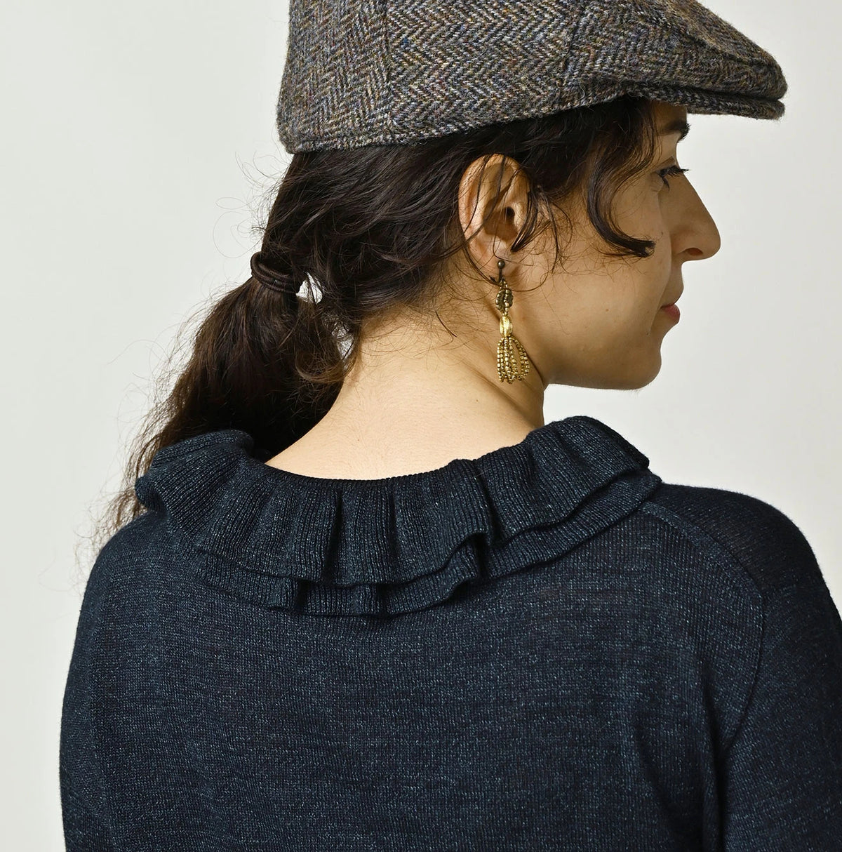 45R Indigo Super Gauze Frill T-Shirt - Image 8