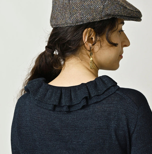 45R Indigo Super Gauze Frill T-Shirt