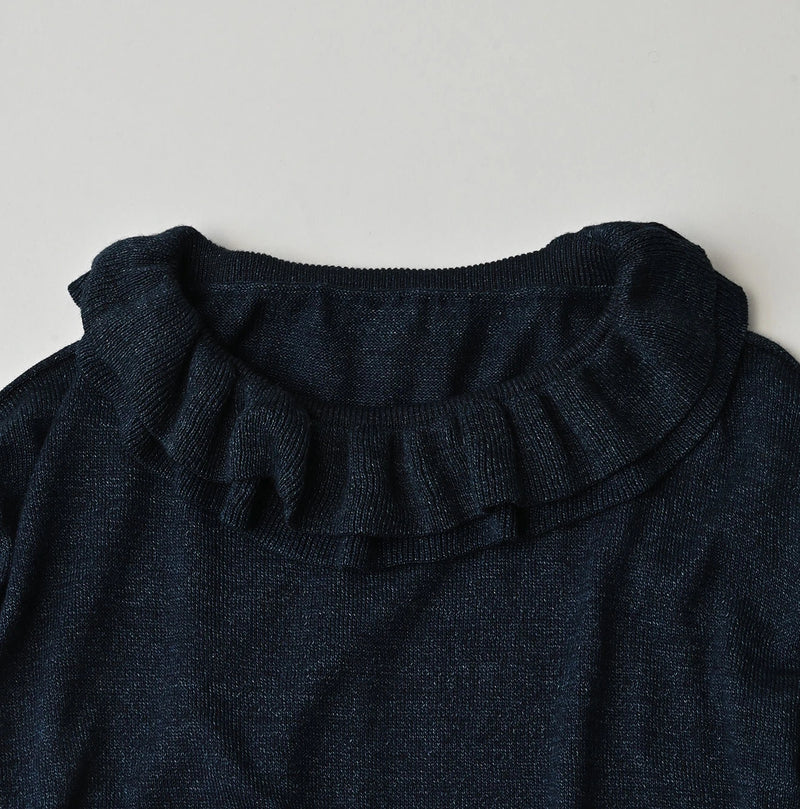 45R Indigo Super Gauze Frill T-Shirt - Image 11