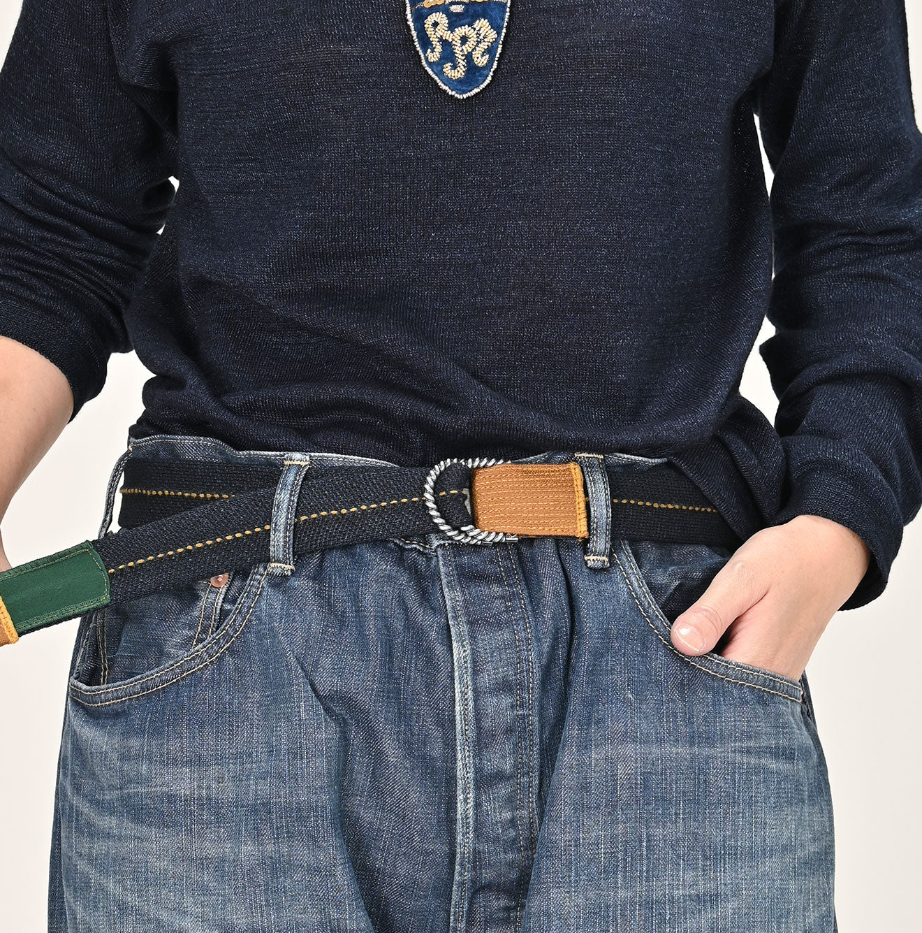 45R Indigo Military Tubular Knit Belt