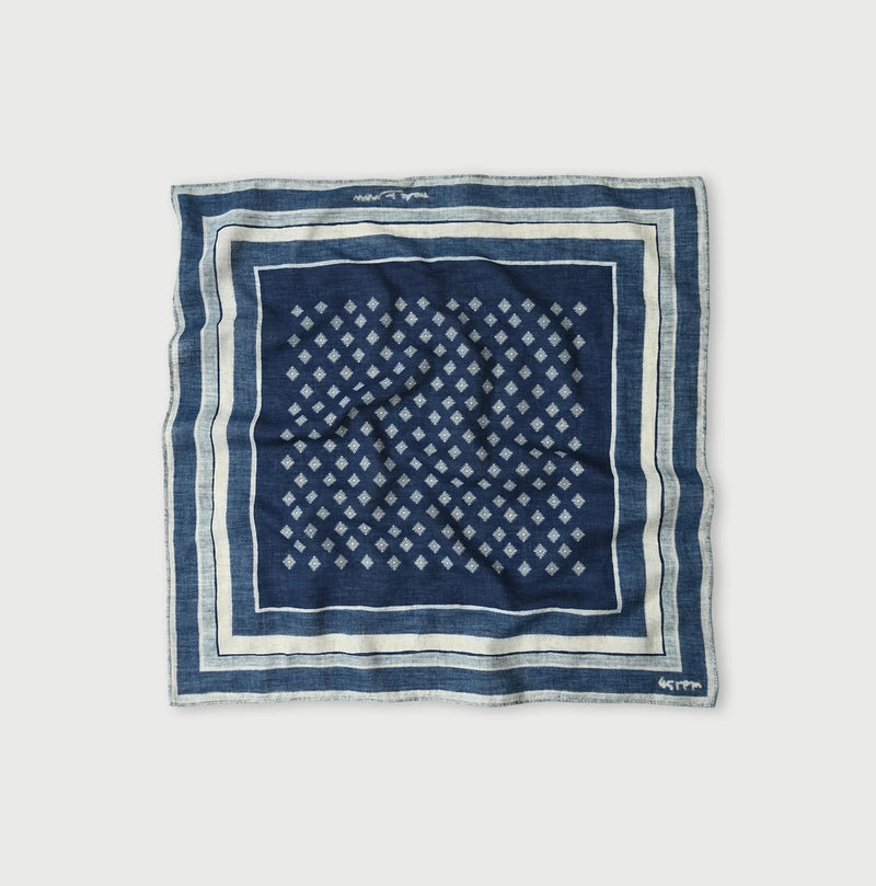 45R Indigo Supima Twill Square Komon Bandana - Image 1