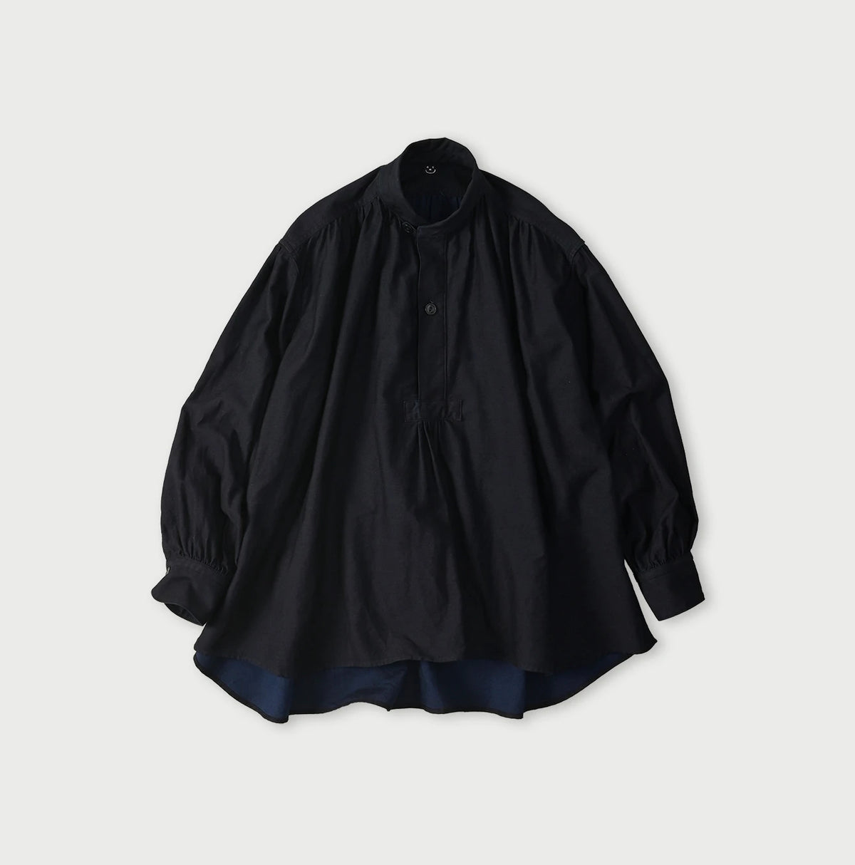 45R Indigo Yoko Sateen Shawl Collar Blouse