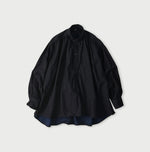 45R Indigo Yoko Sateen Shawl Collar Blouse