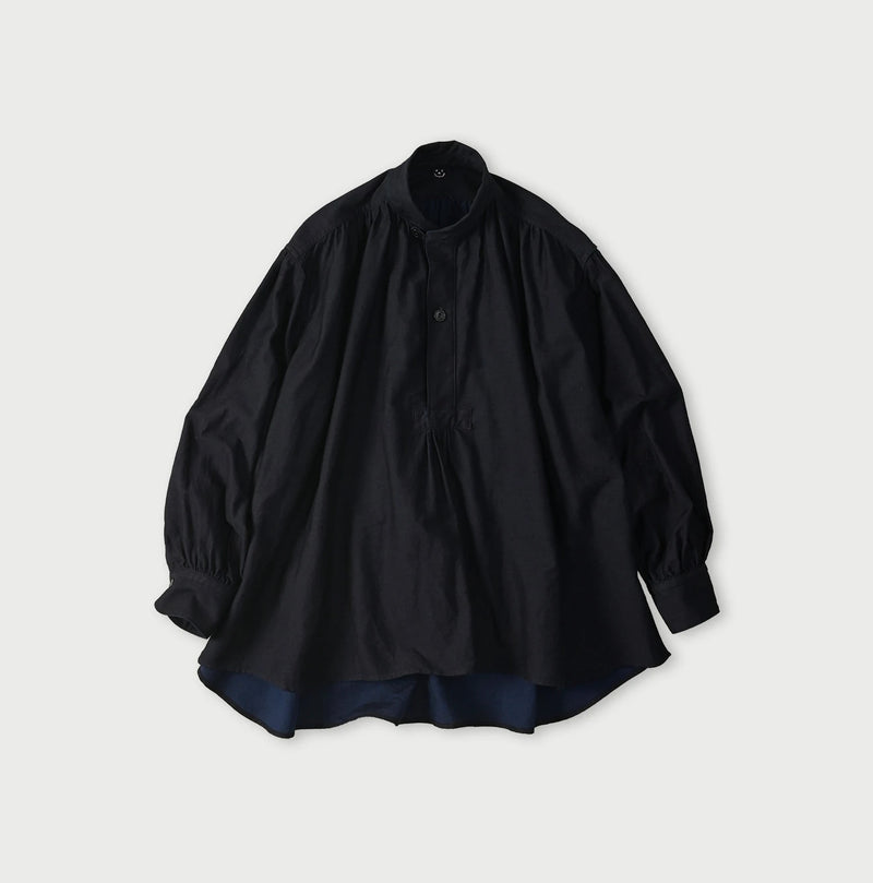 45R Indigo Yoko Sateen Shawl Collar Blouse - Image 1