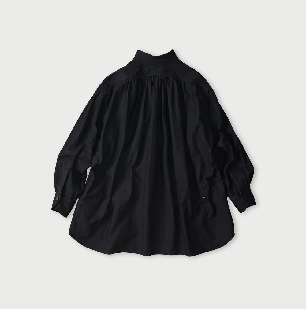 45R Indigo Yoko Sateen Shawl Collar Blouse