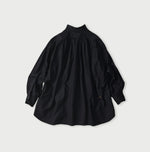 45R Indigo Yoko Sateen Shawl Collar Blouse