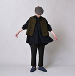 45R Indigo Yoko Sateen Shawl Collar Blouse