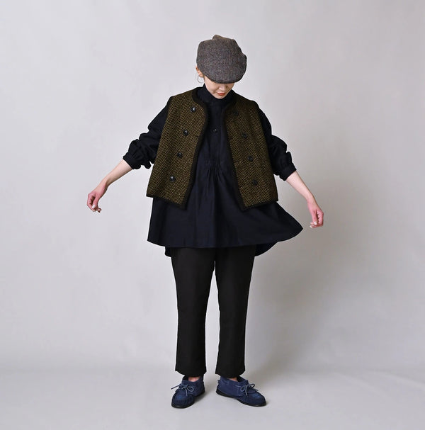45R Indigo Yoko Sateen Shawl Collar Blouse