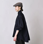 45R Indigo Yoko Sateen Shawl Collar Blouse