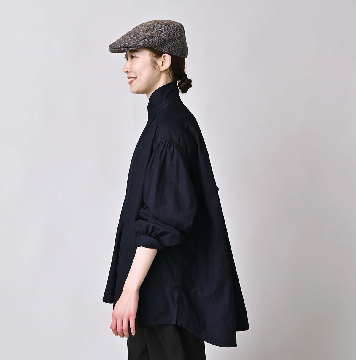 45R Indigo Yoko Sateen Shawl Collar Blouse - Image 4