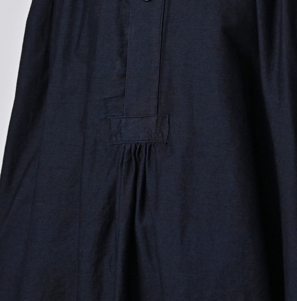 45R Indigo Yoko Sateen Shawl Collar Blouse