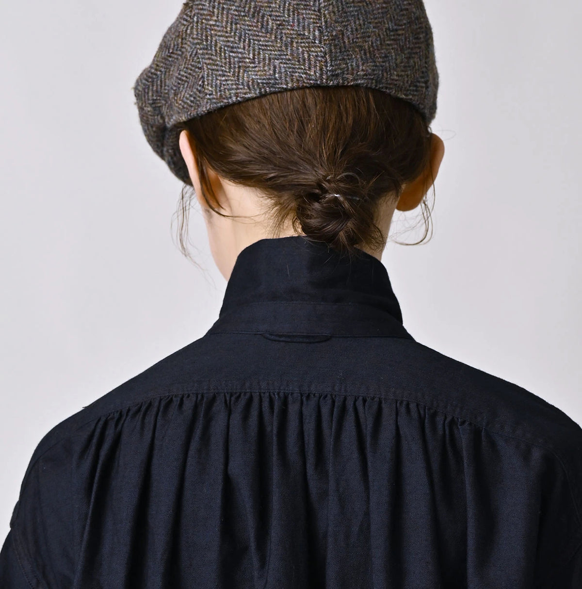 45R Indigo Yoko Sateen Shawl Collar Blouse