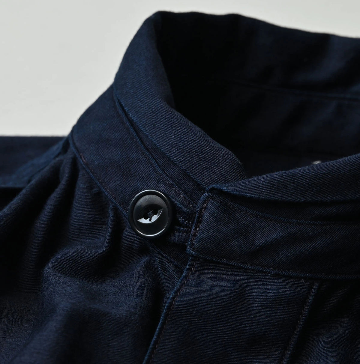 45R Indigo Yoko Sateen Shawl Collar Blouse