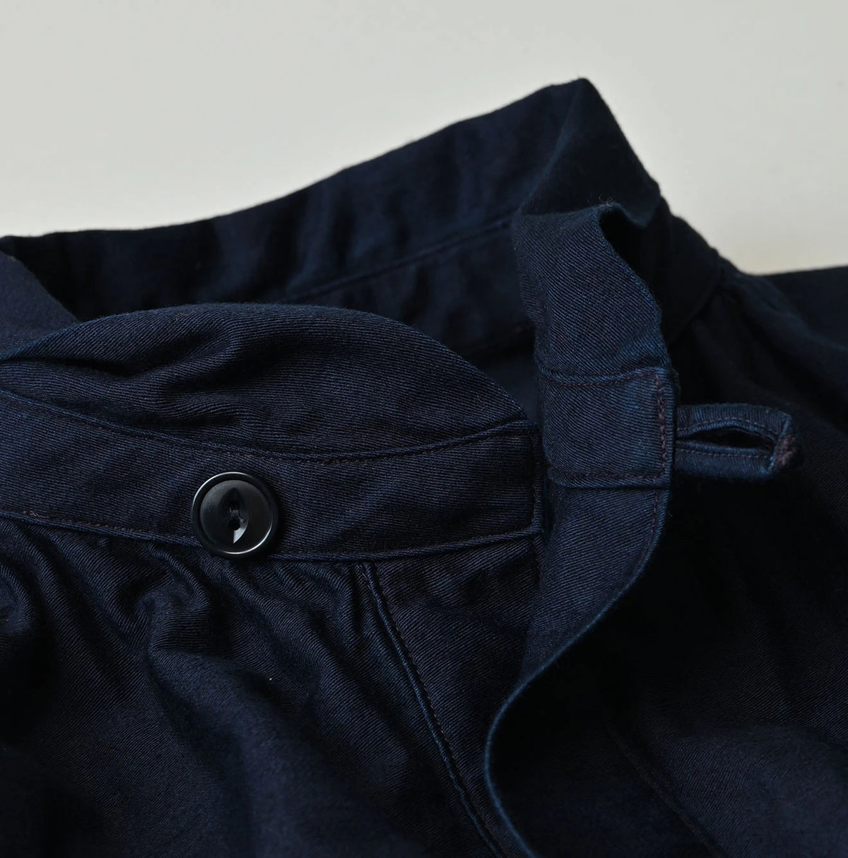 45R Indigo Yoko Sateen Shawl Collar Blouse