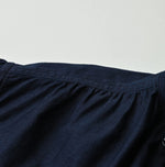 45R Indigo Yoko Sateen Shawl Collar Blouse
