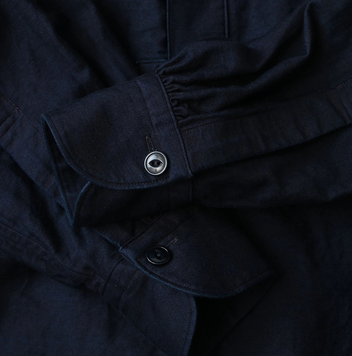 45R Indigo Yoko Sateen Shawl Collar Blouse - Image 18