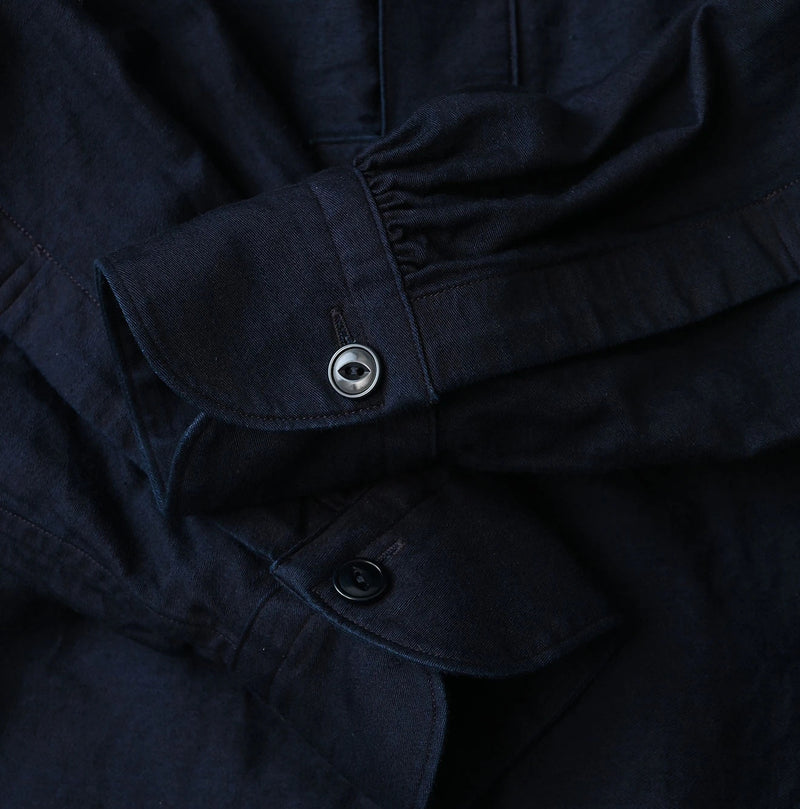 45R Indigo Yoko Sateen Shawl Collar Blouse - Image 18